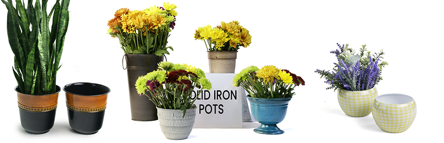 solid iron metal planters