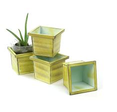 4 sq pot vintage green by58 1vgn wholesale metal containers pails pots rect