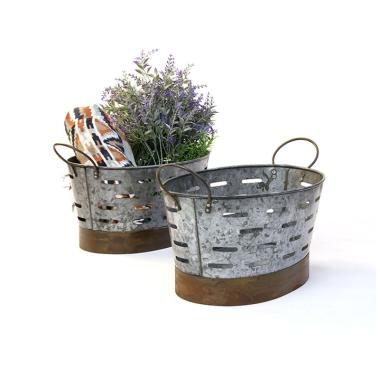 12  oval metal olive tub vintage rustic finish by91 1 wholesale