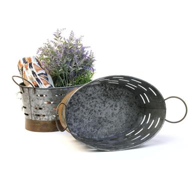 12  oval metal olive tub vintage rustic finish by91 1 wholesale