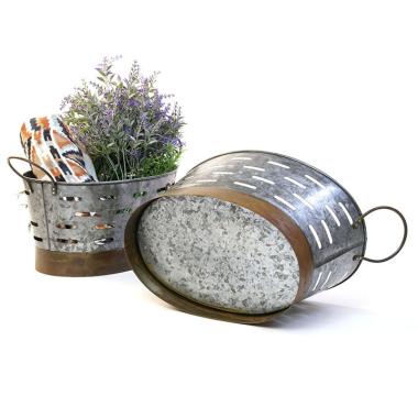 12  oval metal olive tub vintage rustic finish by91 1 wholesale