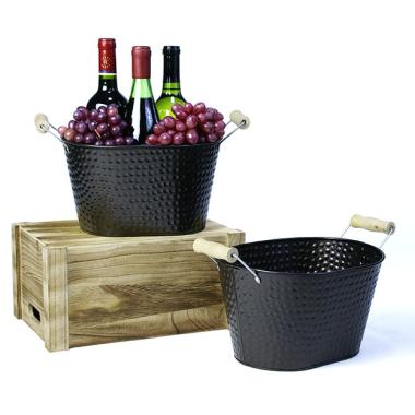 10  hammered tub wood handle by27 1 wholesale metal containers oval