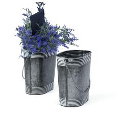 7  vintage oval bucket white stripes by107 1 wholesale metal containers