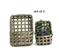 woodchip wall basket decor grey wash s2 wd340 2 wholesale baskets