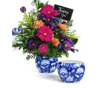 5x4 solid iron metal pot blue paisley by75 1b wholesale containers