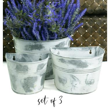 s3 tin half bucket wall basket white wash wy766 3 wholesale metal