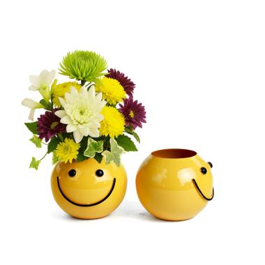 solid iron bowl smiley face golden yellow by207 1 wholesale metal