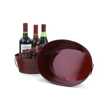 12  oval tin tub translucent red by878 1tpr wholesale metal containers