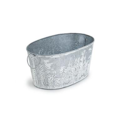 13  metal oval deep tub embossed pine treesdeer vintage design