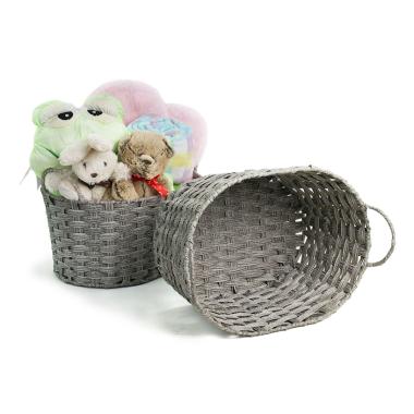 woven oval storage bin grey 2 tone tp145 1 handles bowls