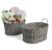 woven oval storage bin grey 2 tone tp145 1 handles bowls