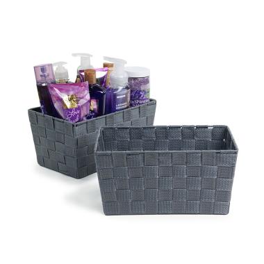 woven strap basket rectangle single small grey tp80 1sm