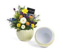 5x4 solid iron metal pot yellow gingham pattern by75 1ghy wholesale