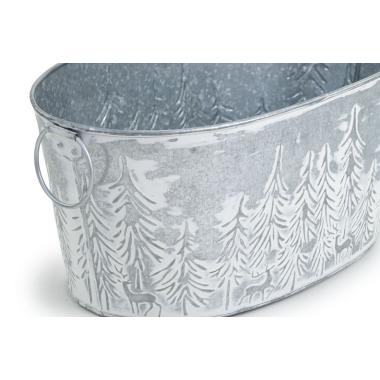 13  metal oval deep tub embossed pine treesdeer vintage design