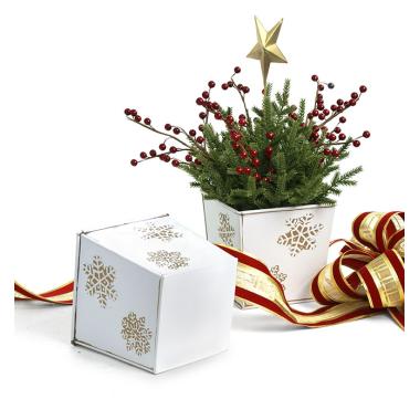 6x6  sq tin pot white snow flakes by66 1sfw wholesale