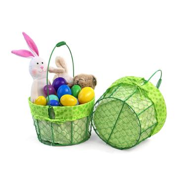 large wire basket round green cloth lining single sy350 1lgr wholesale