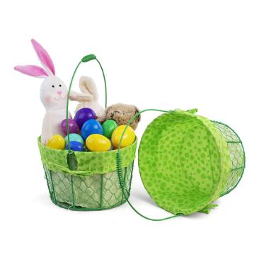 large wire basket round green cloth lining single sy350 1lgr wholesale
