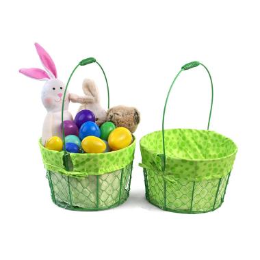 large wire basket round green cloth lining single sy350 1lgr wholesale