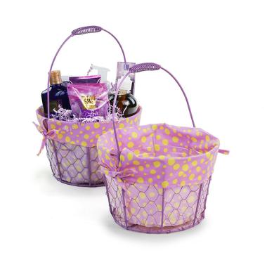 medium wire basket round purple cloth lining single sy350 1mprp