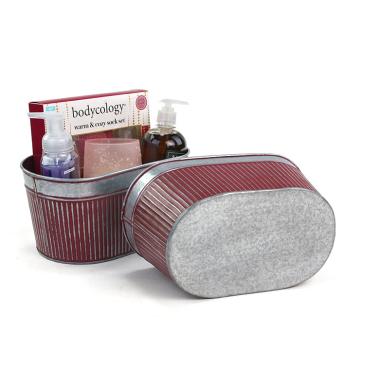11  tin oval tub ribbed textured design burgundy bottom by81 1gib wholesale