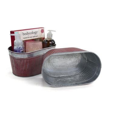 11  tin oval tub ribbed textured design burgundy bottom by81 1gib wholesale