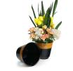 11  embossed solid iron spun planter blackbrown glazed 10 