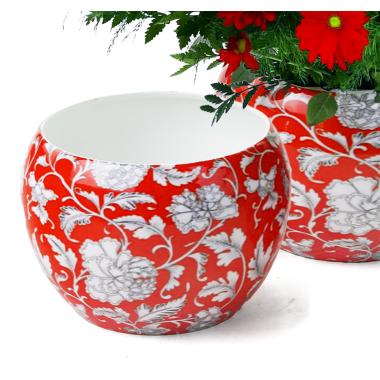 5x4 solid iron metal pot red floral by75 1r wholesale containers