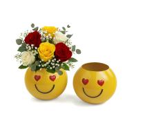 solid iron bowl smiley face golden yellow heart eyes by207 1h