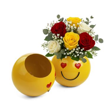 solid iron bowl smiley face golden yellow heart eyes by207 1h