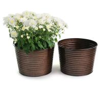 10  metal pot ribbed copper finish by10 1rcp wholesale containers pails