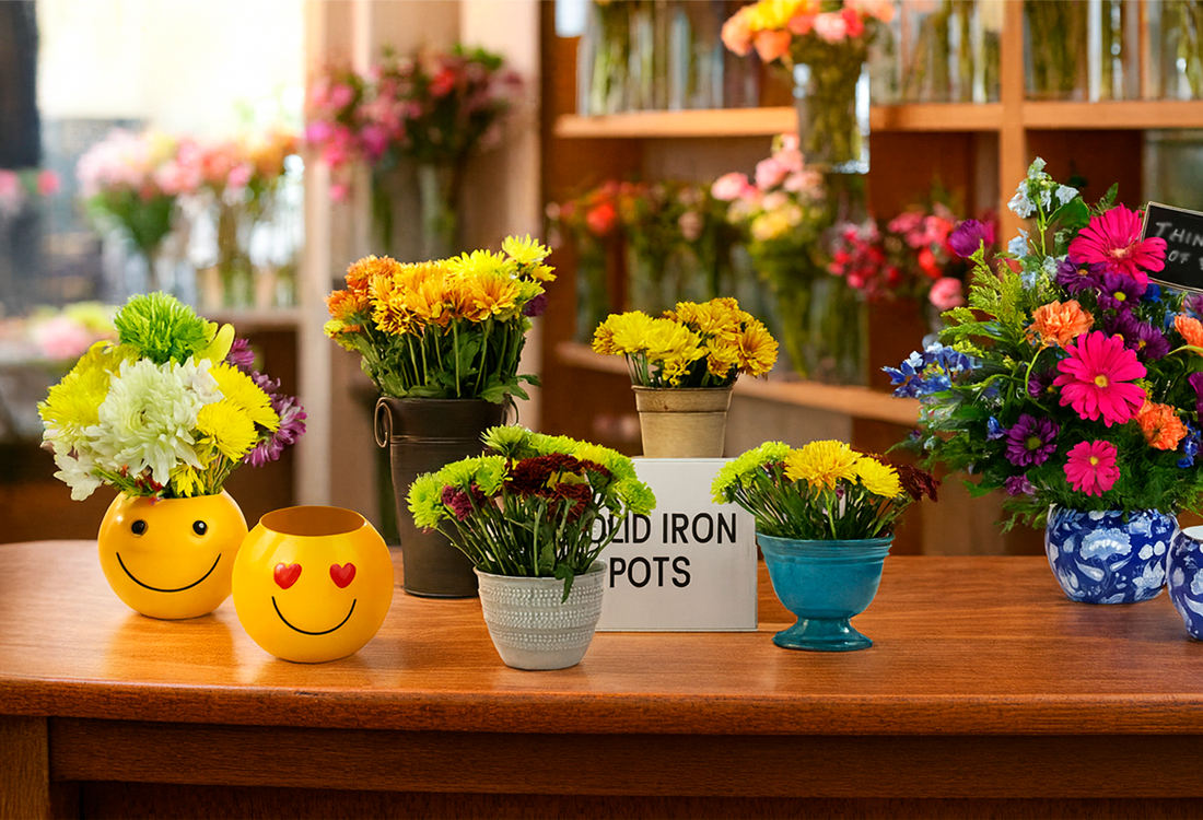 solid iron metal planters