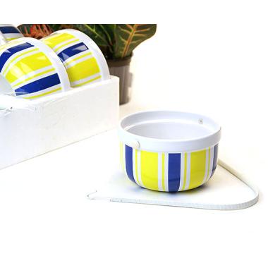 ceramic shop yel white blue stripe sn15 1 handled baskets small wholesale