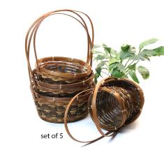 bamboo stained shop s5 so583 5s wholesale basket containers handled baskets medium