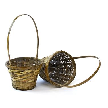 bamboo flower basket stained small single sr316 1ssm wholesale containers handled