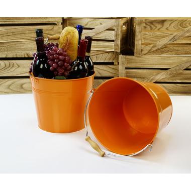 10  pail orange wood handle by11 1ore wholesale metal containers