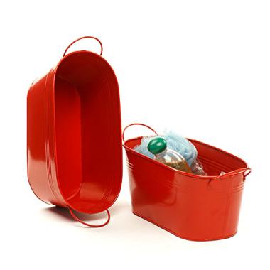 12  oval tin red tub by14 1r wholesale metal containers tubs