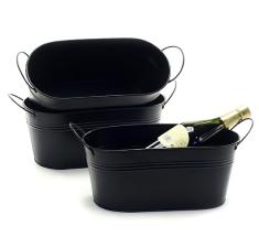 12  oval tin tub black by14 1blk wholesale metal containers tubs