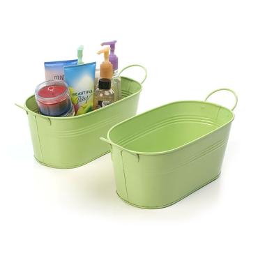 12  oval tub lime green by14 1lg wholesale metal containers tubs