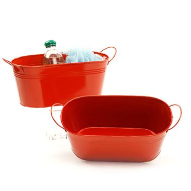12  oval tin red tub by14 1r wholesale metal containers tubs