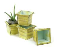 4 sq pot vintage green by58 1vgn wholesale metal containers pails pots rect