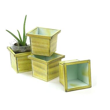 4 sq pot vintage green by58 1vgn wholesale metal containers pails pots rect
