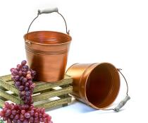 7  tin pail copper wood handle by44 1cowd wholesale metal containers