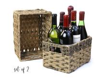 woven basket storage bin rectangle set 2 tp30 handles