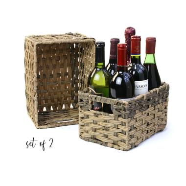 woven basket storage bin rectangle set 2 tp30 handles
