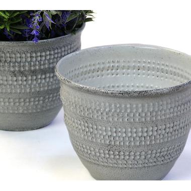5  solid iron metal pot antique white by75 1xwh wholesale containers