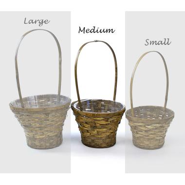 bamboo flower basket medium single sr316 1smed handled baskets handles