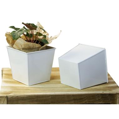 5 sq tin pot white by58 1w wholesale metal containers pails pots rect