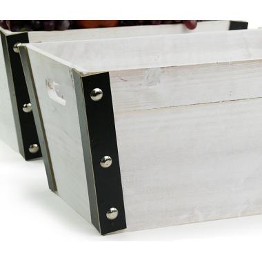 rect wooden crate white wash black medium td478 1w handles