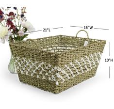 x large woven natural seagrass twine basket tp193 1 handles bowls