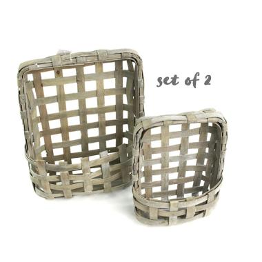 woodchip wall basket decor grey wash s2 wd340 2 wholesale baskets